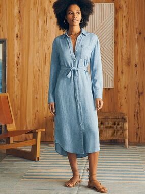 Faherty Tried and True Chambray Midi Shirtdress